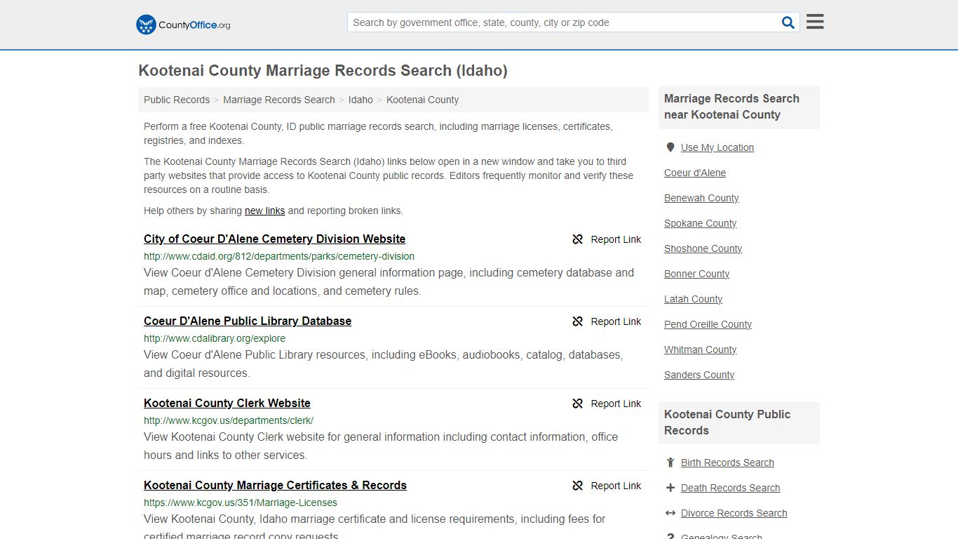 Kootenai County Marriage Records Search (Idaho) - County Office