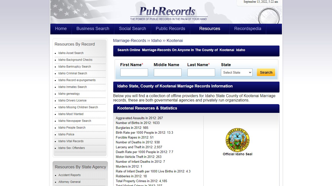 Kootenai County, Idaho Marriage Records - Pubrecords.com